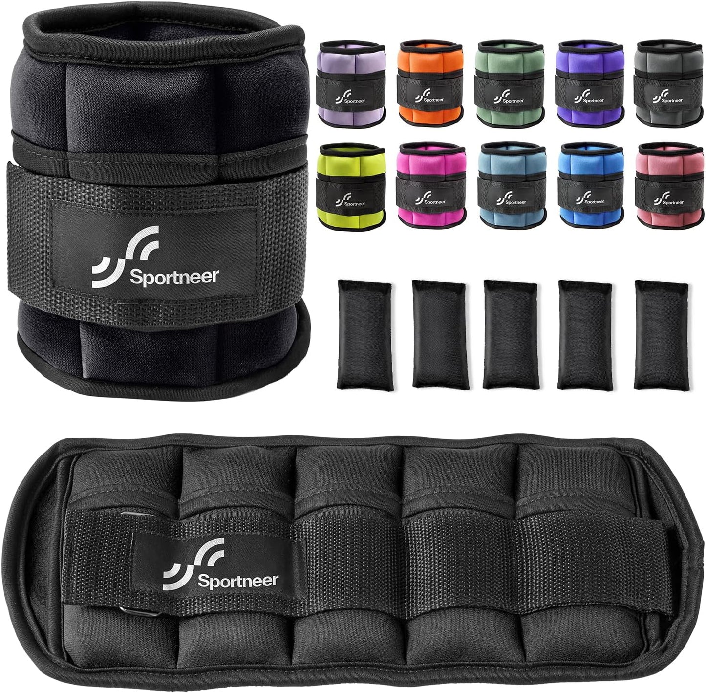 Sportneer Adjustable Ankle Weights Set - Comfortable Neoprene Leg Weights (2-10 lbs) for Home Workout & Fitness