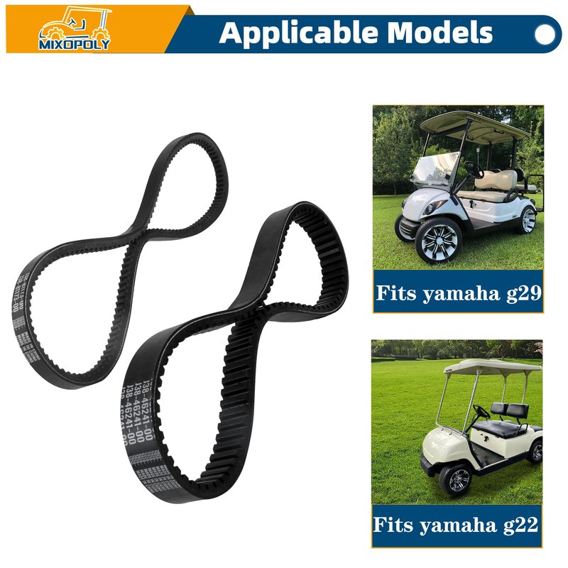 Mixopoly Starter Generator Belt & Drive Belt Kit for Yamaha G2, G5, G8, G9, G11, G14, G16, G22 and 2012-up G29 Gas Golf Cart, Replace OEM J55-G6241-00 J55-H1173-00 JN6-H1173-00