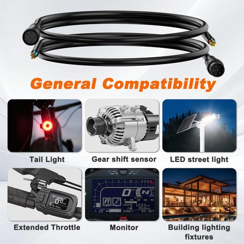 baluoqi Electric Scooter Waterproof- Waterproof Connector for Ebike Light + 5Pin Ebike Extension Cable