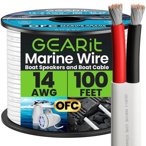 GEARit 14 Gauge Marine Wire - 100 Feet Duplex Tinned Copper Electrical Cable | Red & Black, Oxygen-Free Insulation