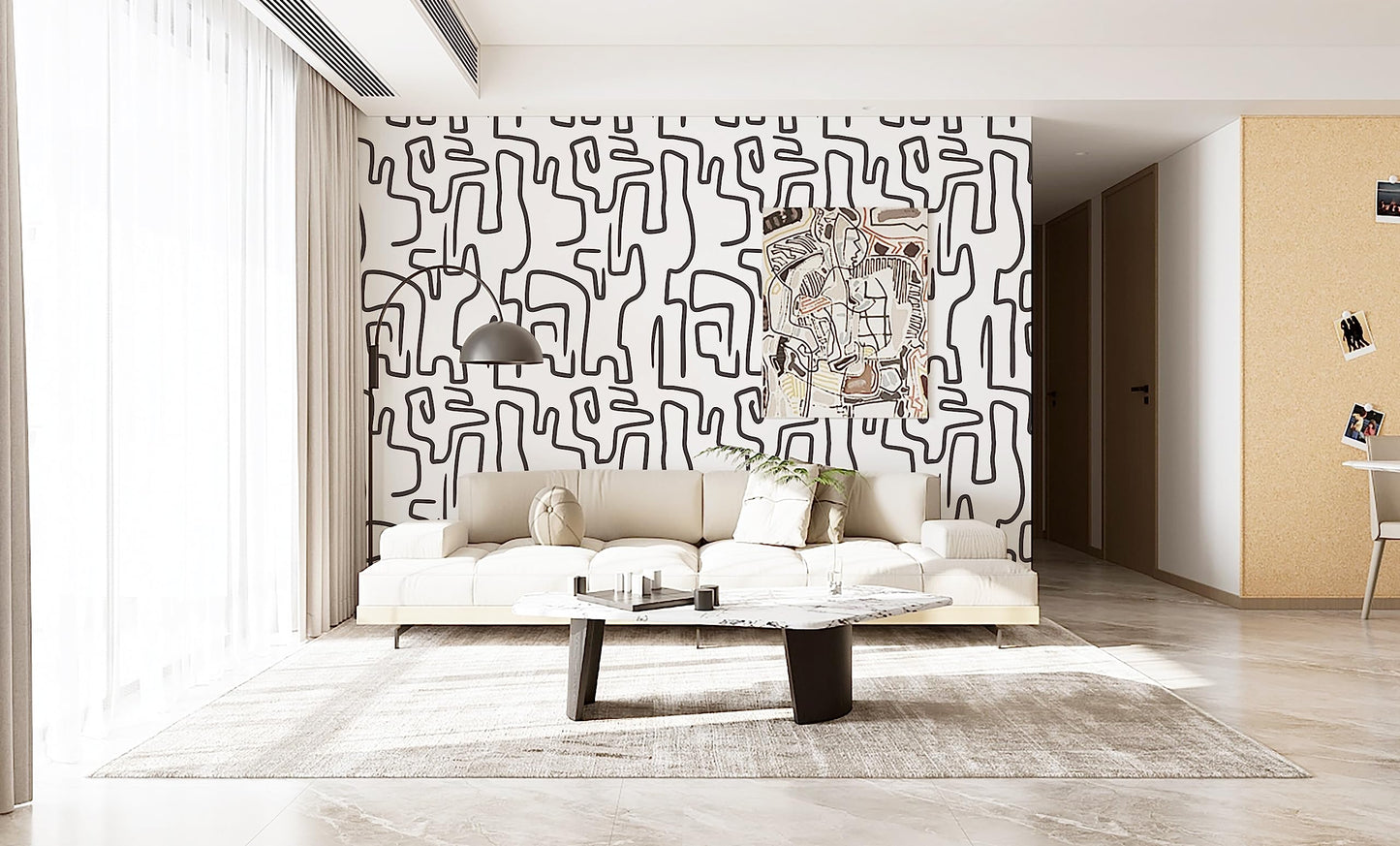 Ismoon 17.3"X118" Unique Black and White Peel and Stick Wallpaper Scribbles Wallpaper Modern Abstract Contact Paper Removable Self-Adhesive Wall Paper for Home Decoration Vinyl Film Roll