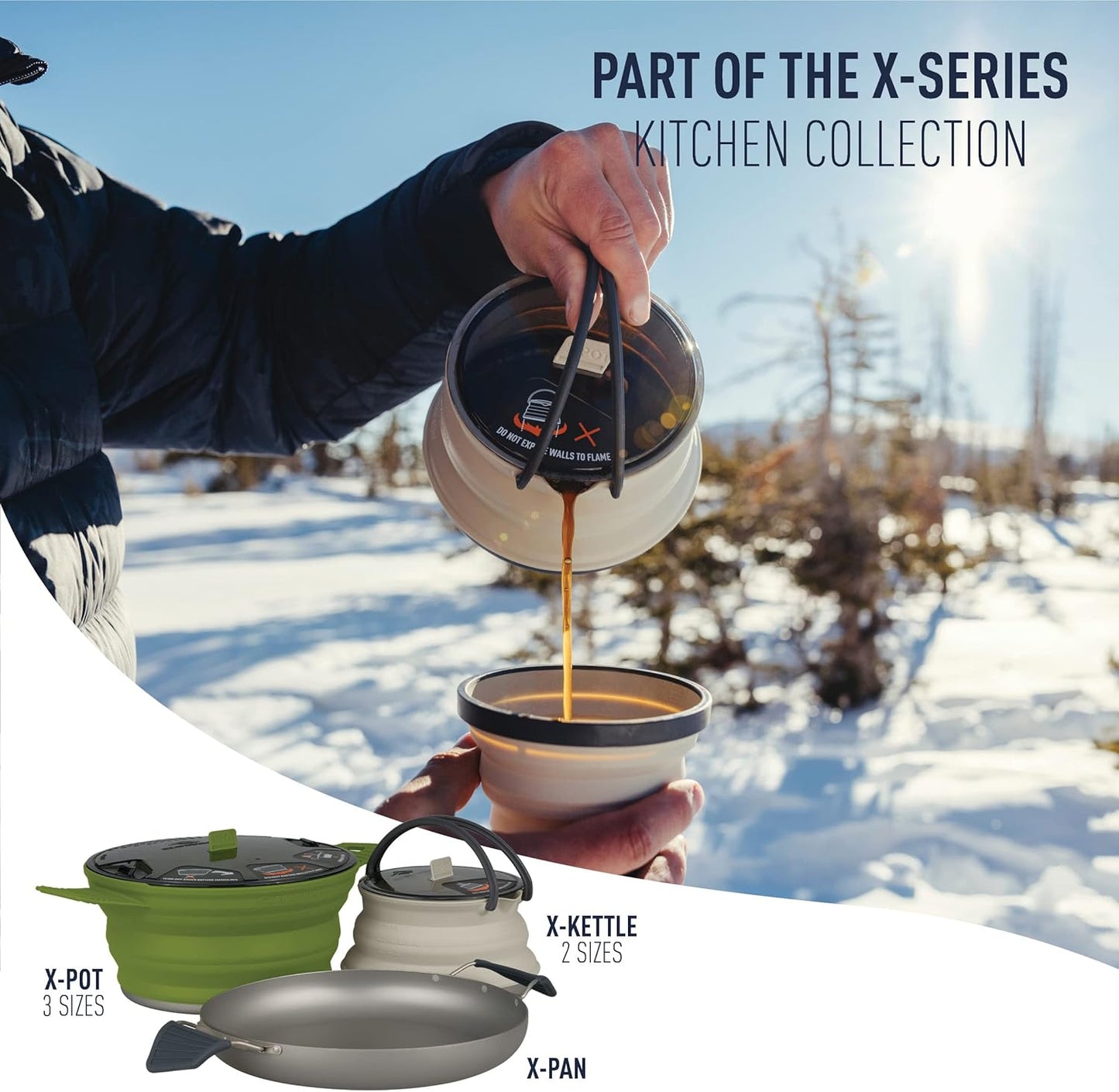 Sea to Summit X-Pot Collapsible Kettle & Mug Set - Lightweight Camping Gear for Backpacking Adventures