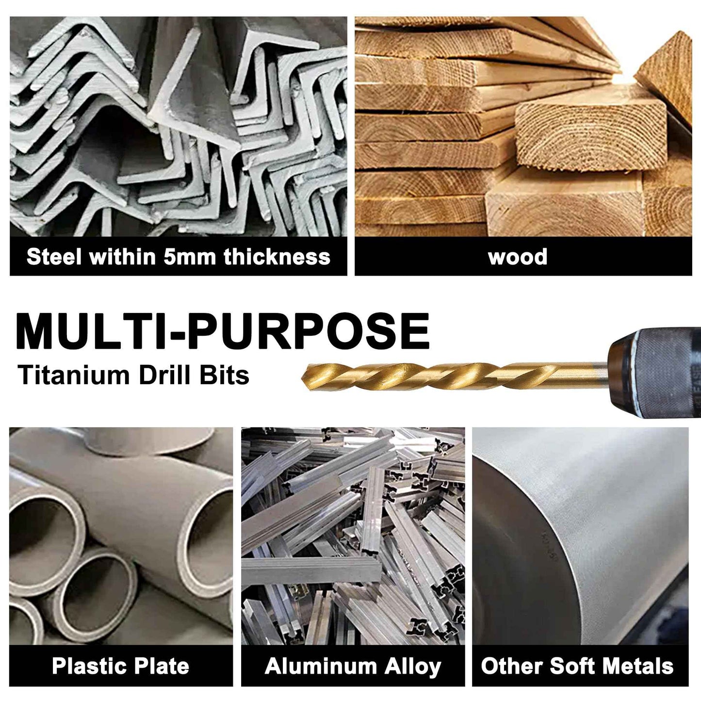 Axelord 99 Pcs Drill Bit Set(1/16“-3/8”), 135° Tip Titanium Coated High Speed Steel, Twist Drill Bit Kit for Iron, Aluminum Alloy, Copper, Wood, Plastic, with Hard Storage