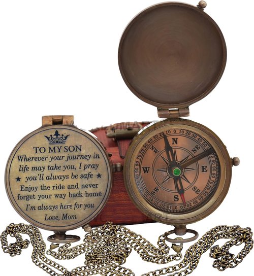 WOANIN Son Gift, Mom to Son Compass, to My Son Love Mom – Mother to Son Gifts/Dad to Son - Graduation Day Gifts fSon Birthday Gifts - Confirmation (Mom to Son Compass)
