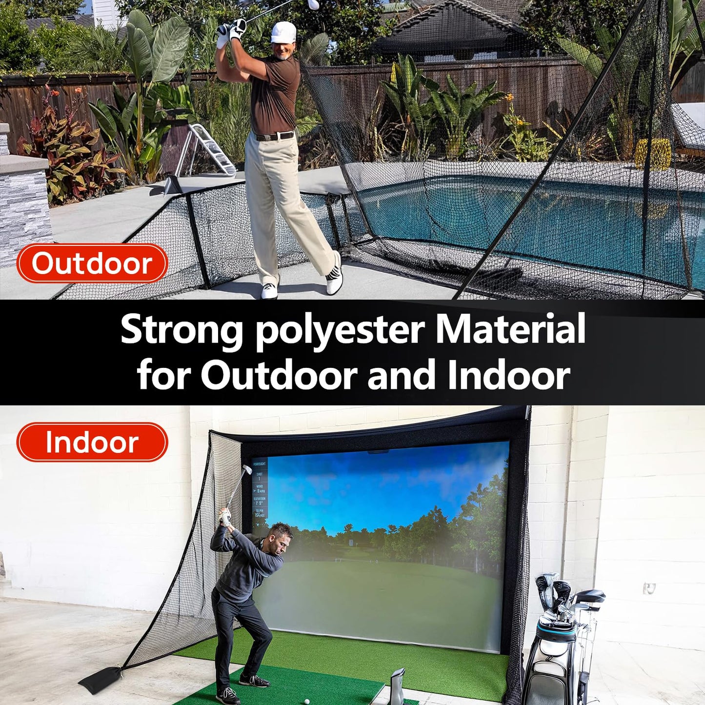 Golf Net Attachment for Golf Hitting Nets, 7 * 7FT Heavy Duty Side Net,Practice Hitting Barrier for, Baseball, Hockey with Sandbag(Black-2Pack)
