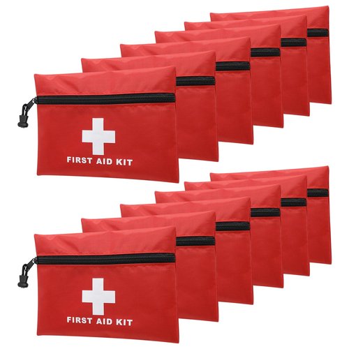 Faylapa 12Pcs Mini Empty First Aid Bag, Portable Multifunction Emergency Medical Pouch, Travel Essentials Bag with Zippered for Travel, Home, Office, Vehicle, Camping, Hiking(Bag Only)