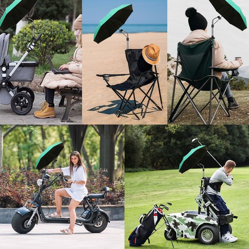 Umbrella Mount Stand Adjustable Wheelchair Umbrella Universal Clamp with Quick-Release Base Fits 20-25mm Tube for Golf Cart,Wheelchairs,Scooters,Beach Chairs,Bikes
