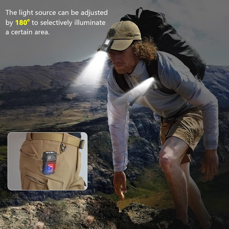 VOHIVI 2Pack Clip On Flashlight - High Lumens Hat Clip Flashlights with Magnetic Base,USB-C Charging Emergency,Outdoor Activities,Camping,Walking Dog