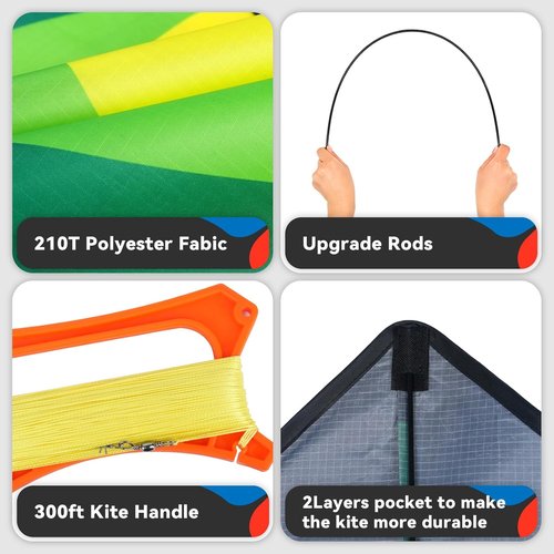 Delta Kite Set - Easy Launch for Kids & Adults | Perfect for Beach & Park Fun (Speed Triangle - G, 1)
