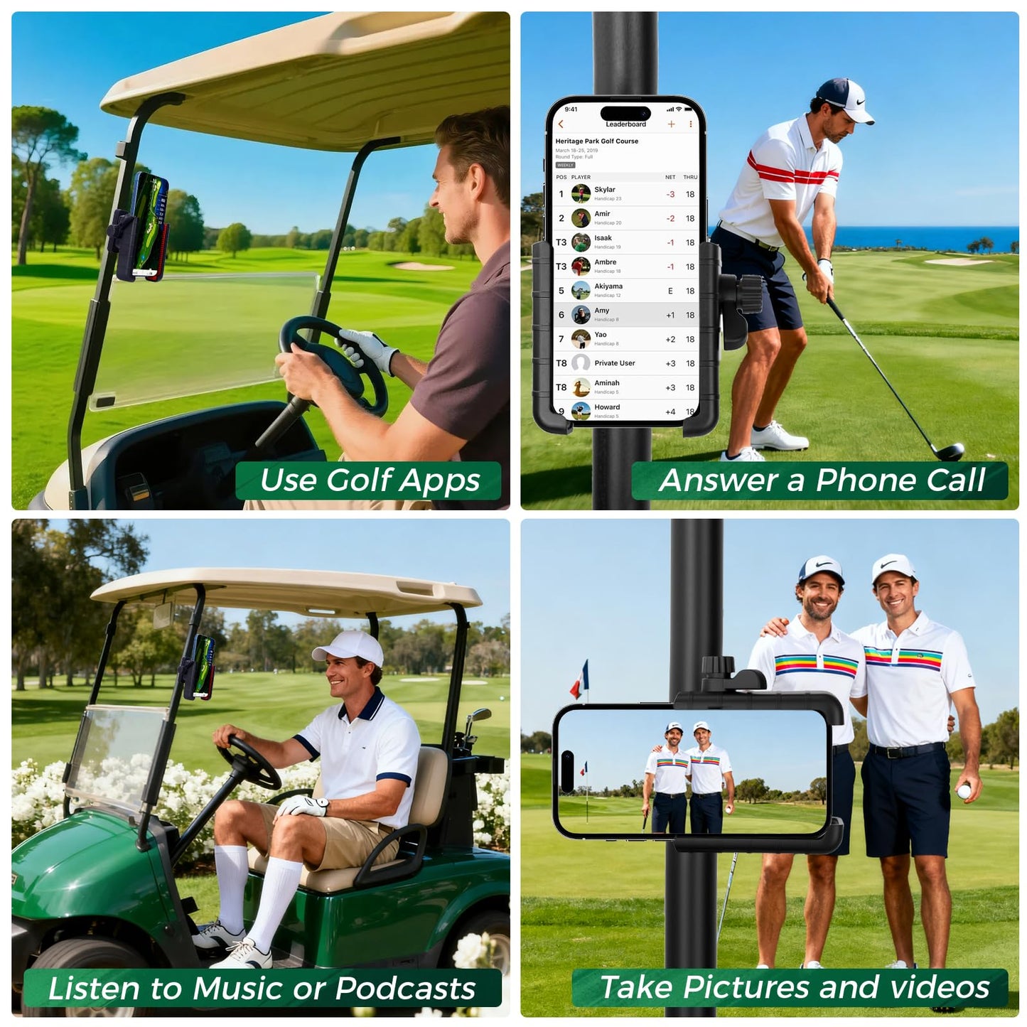 ellrkr Magnetic Golf Cart Phone Holder,Ultra Strength Magnetic Golf Cart Mount Phone Holder Compatible with Club Car EZ-GO Yamaha,The Perfect Golf Cart Accessory Gift for Golfers