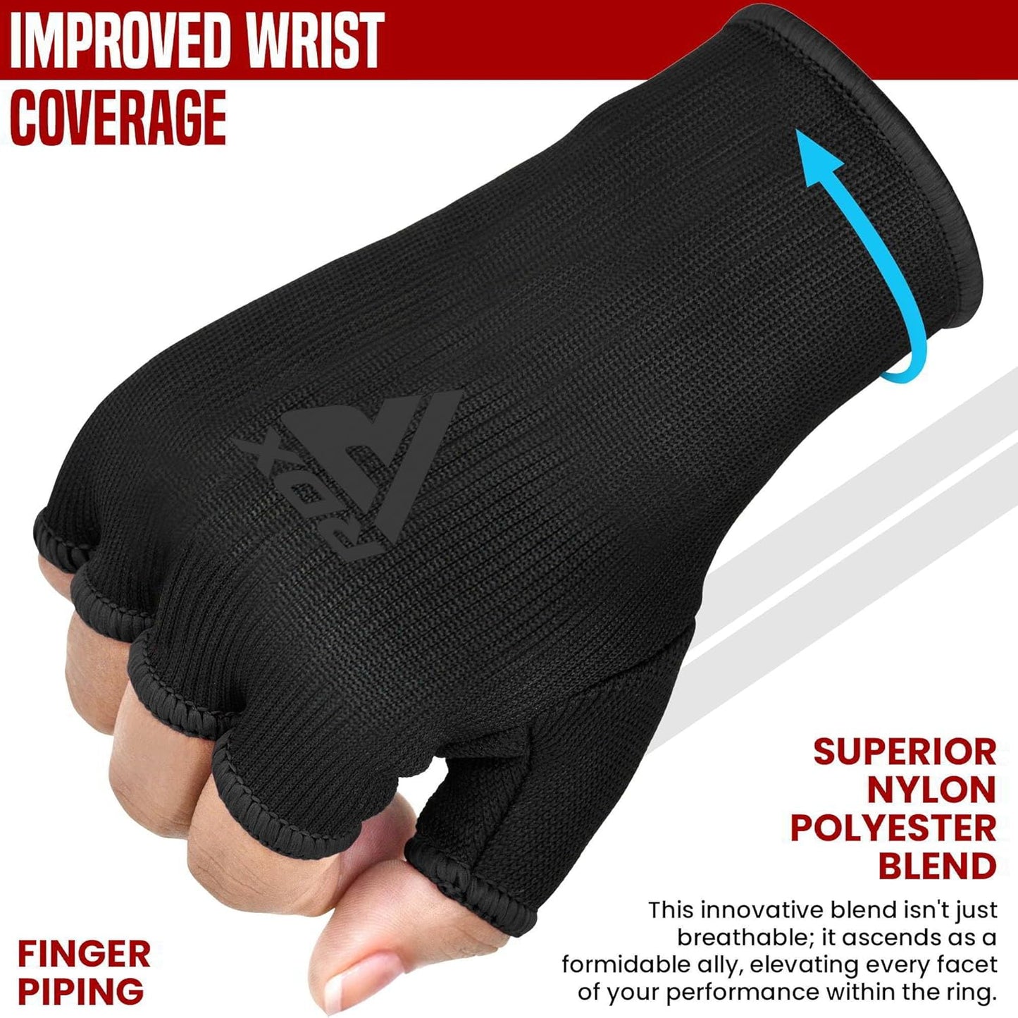 RDX Boxing Hand Wraps - Elasticated Inner Gloves for Men & Women | Fist Protection for MMA, Muay Thai, Kickboxing