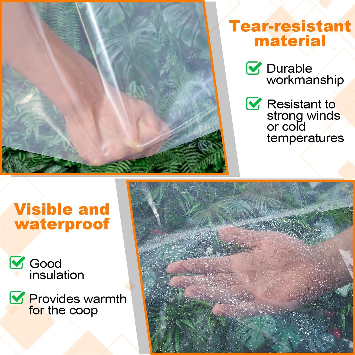 4x6ft Clear Waterproof Tarps Heavy Duty Transparent Tarpaulins Clear Vinyl Tarps with Grommet, Outdoor Transparent Cover for Greenhouse, Patio, Porches, Tent, Chicken Coop
