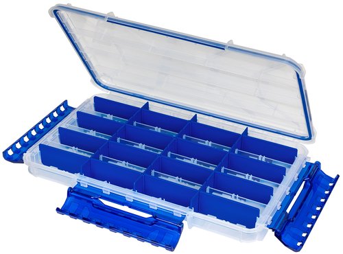 Flambeau Outdoors Ultra Divided Slim Waterproof Ultimate Tuff Tainer | 32 Compartments, Zerust Anti-Corrosion Dividers, Individually Stores 6"+ Jerkbaits, Lipless Cranks, Swim Baits, 14" x 8.9" x 1.7"