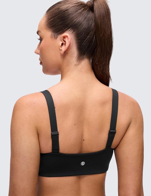 CRZ YOGA Sports Bra - Butterluxe Adjustable Wide Strap with Padded Scoop Neck | Square Back Design
