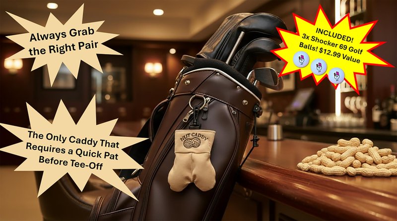 Scale Wear Design Nut Caddy Golf Ball Holder for Men - Includes 3 Shocker 69 Balls Hilarious Gag Gift for Golfers Dad Husband Premium Quality Storage Tees Accessories (Nut Caddy)