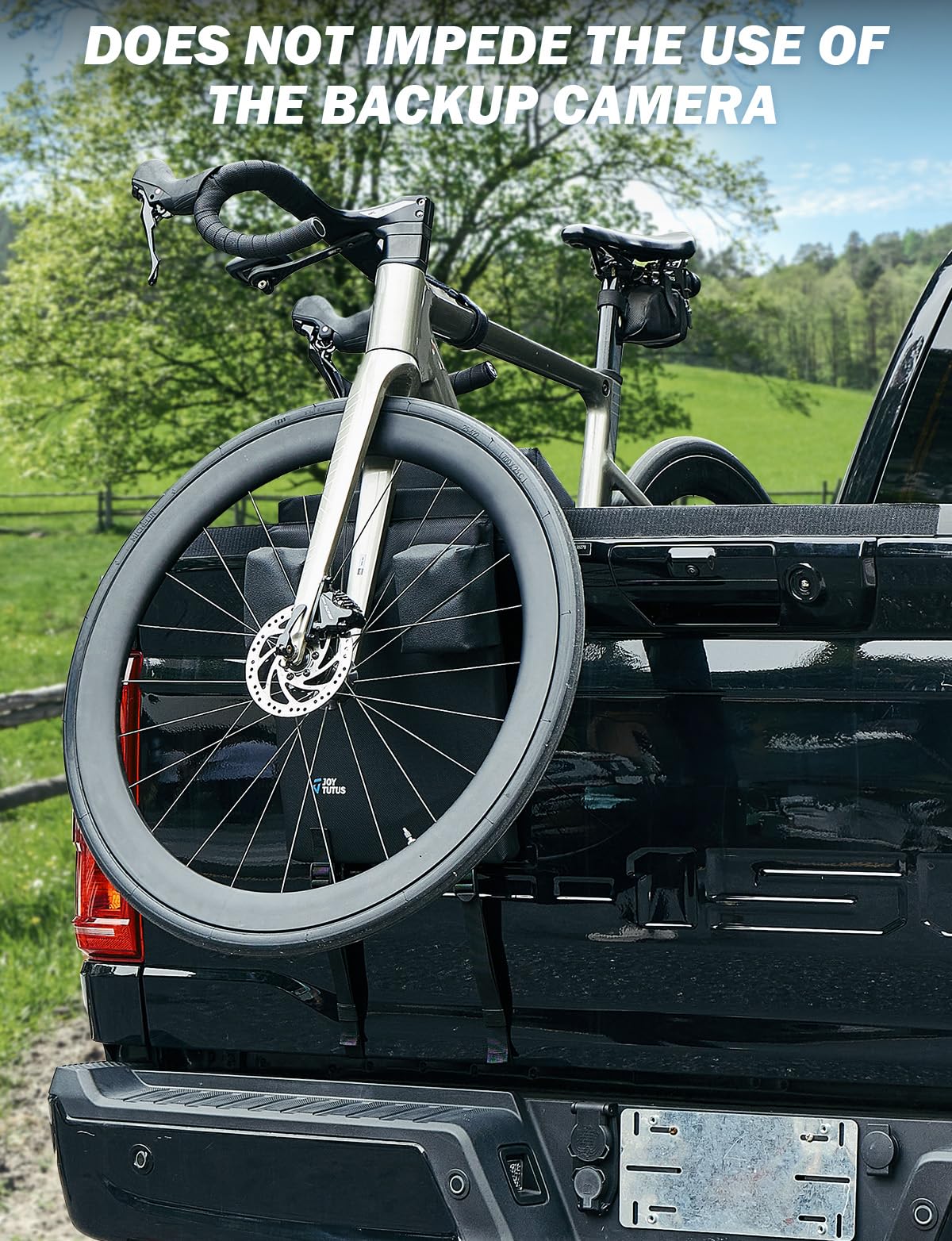 JOYTUTUS Tailgate Bike Pad for Truck, Wider Truck Bed Single Bike Pad Mat, Anti-Wobble Waterproof Bike Cover Pad Holder for Truck Compatible with F150 F250 F350 Silverado Sierra Ram Tundra