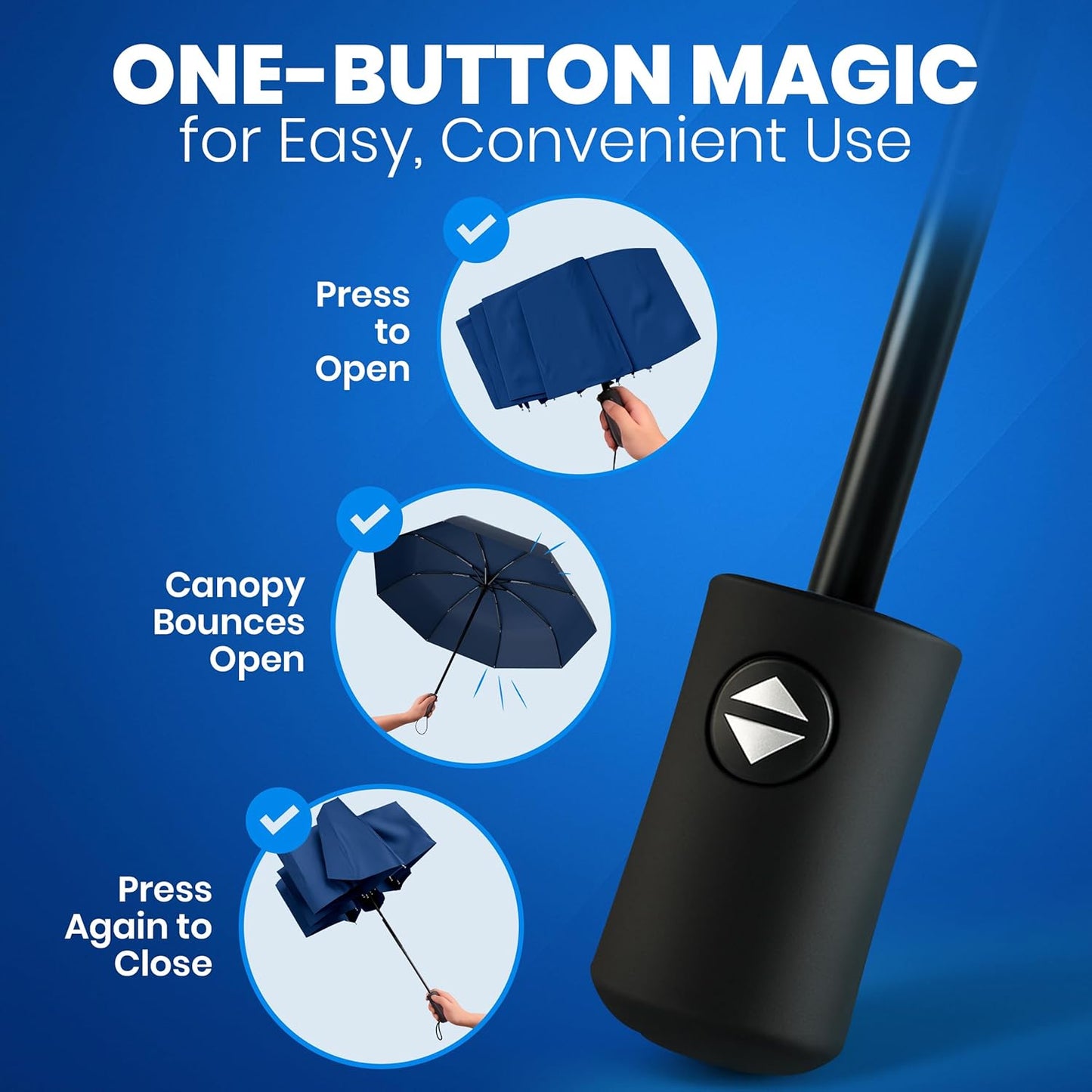 Rain-Mate Windproof Compact Umbrella - Auto Open/Close, Lightweight & Portable for Travel - Durable Fiberglass Design