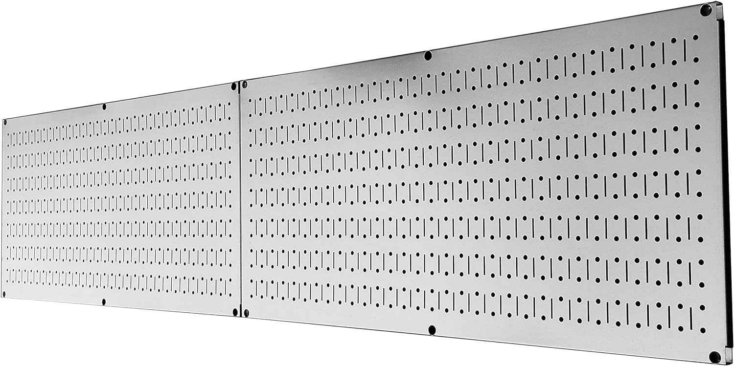 Galvanized Steel Pegboard Rack - 2 Pack 32” x 16” Metallic Tool Storage Panels