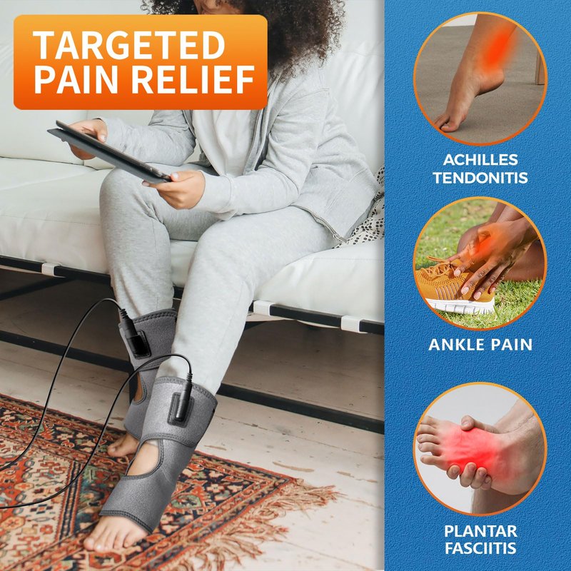 sticro 1 Pair Ankle Heating Pad for Feet Achilles Tendonitis Relief, Heated Ankle Brace Foot Heating Pad Wrap for Sprained Ankle, Arthritis Foot Heel Pain Relief (Gray)