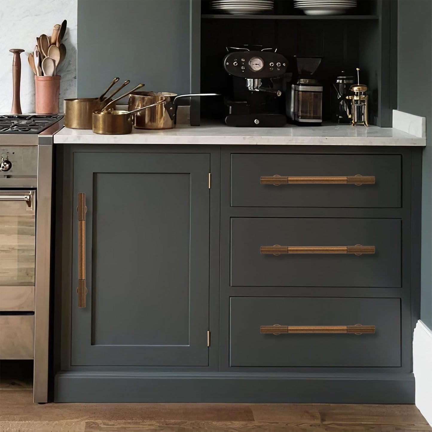 khtumeware Appliance Pull 18 Inch Hole Center 1 Pack Antique Brass Cabinet Pulls Heavy Duty Solid Vintage Brass Kitchen Drawer Handles Antique Bronze Cabinet Hardware for Cupboard Dresser Pulls