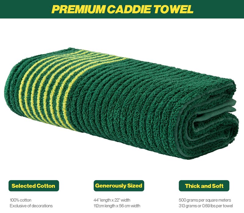 Handy Picks Caddie Golf Towel, Extra Large 44” x 22” Caddy Towel for Tour Professionals, Selected Soft Cotton, Absorbent with Professional Edge Finishing (White, Pack of 1)