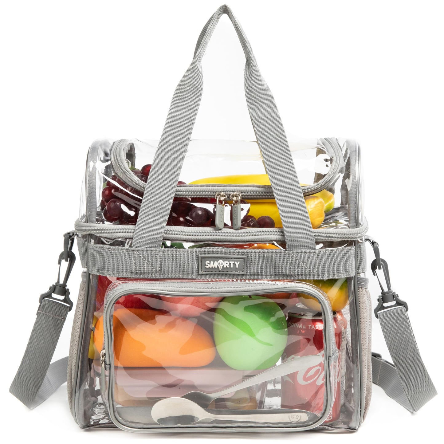 J.CARP Clear Lunch Tote Heavy Duty Stadium Bag Approved Durable Crossbody for Sports Events Concerts Work College (Small 10 x 9.5 x 6in, Grey)