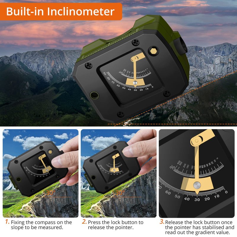 Proster IP54 Hiking Compass - Professional Military Compass with Sighting Clinometer Aluminum Alloy Camping Compass Waterproof with Carry Bag