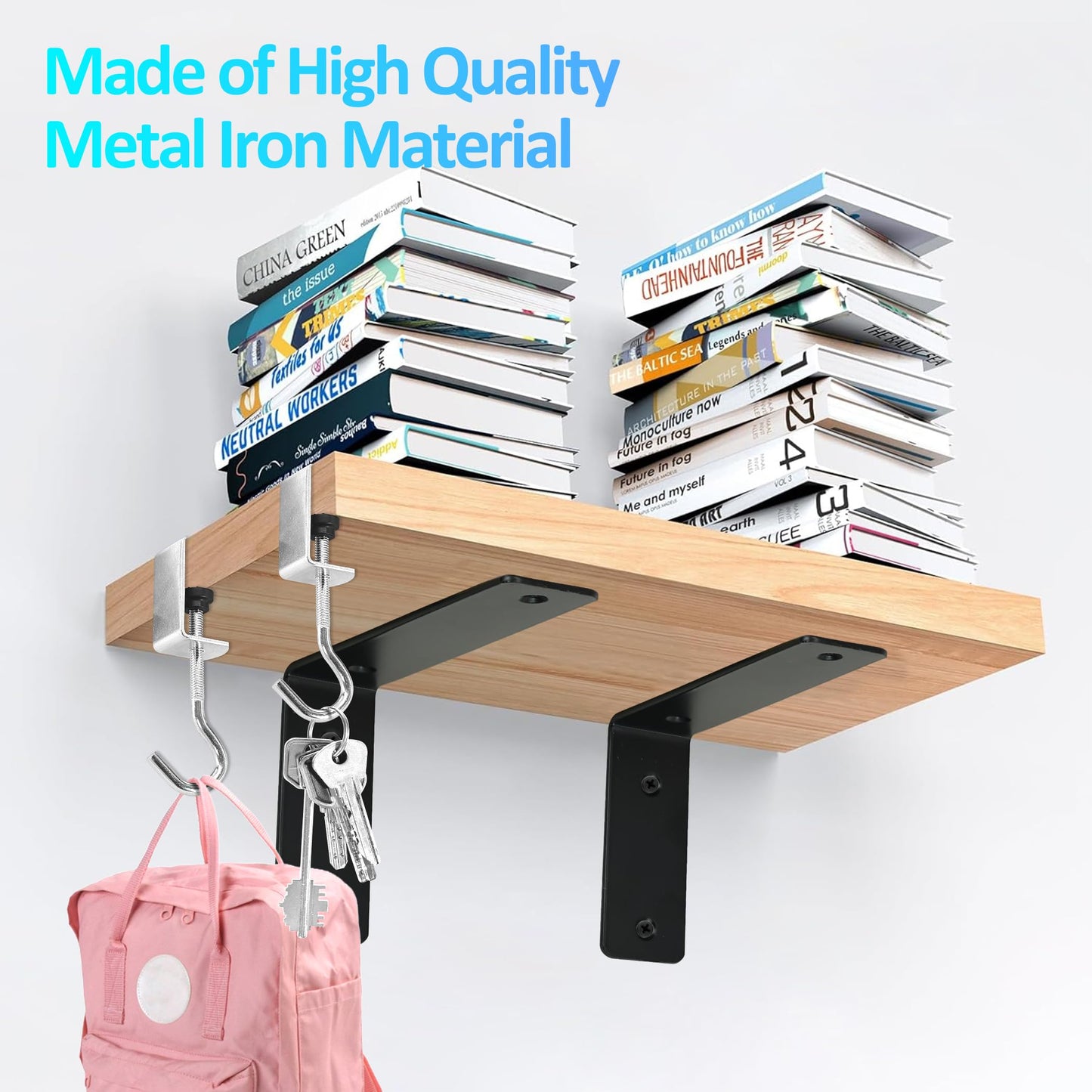 Redunest L Floating Shelf Brackets,4 Pack Heavy Duty L Brackets for Shelves, L 6" X H 4" Black Metal Countertop Support Brackets,Wall Mounting for Wood