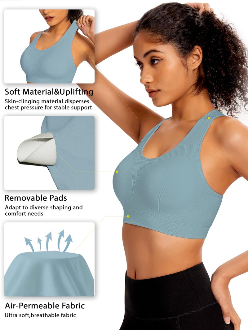 AENLLEY Padded Racerback Sports Bras for Women - Breathable Medium Support for Yoga Gym Workout Fitness