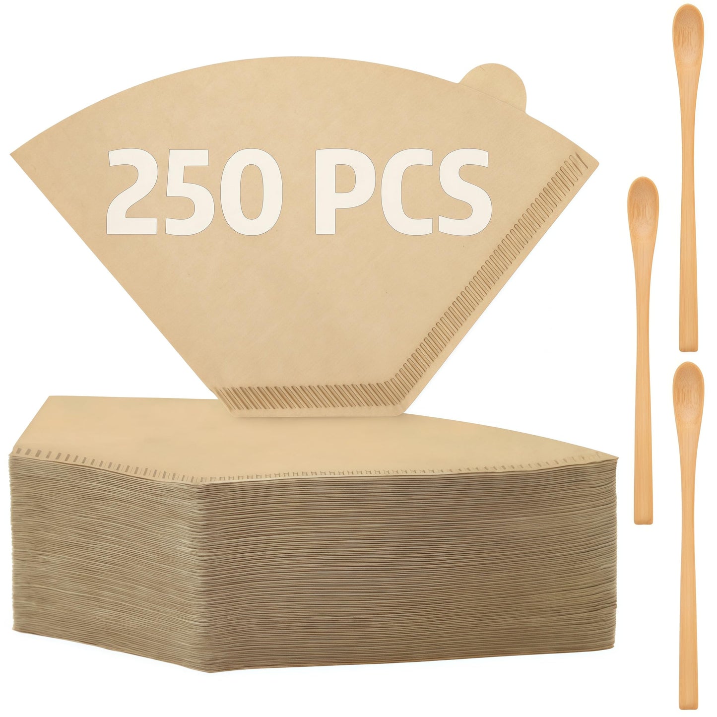 250 Count Coffee Filter #4, #4 Coffee Filters Disposable, Unbleached Natural #4 Cone Filters Paper Compatible with Drip and Pour Over Coffee Maker(8-12 Cup)