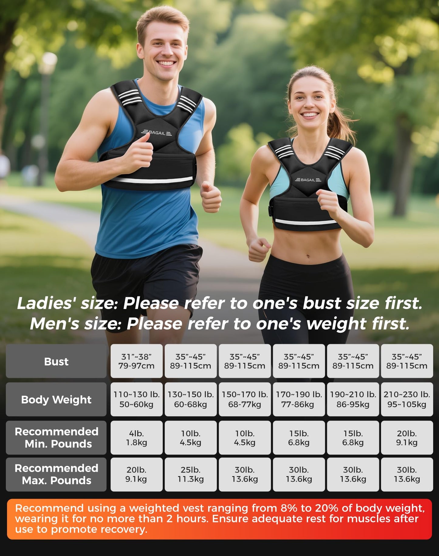 BAGAIL Adjustable Weighted Vest for Women 12-18lb, Comfortable U-Neck Rucking Vest with 6 Removable Weights, Storage Pocket and Reflective Strips for Walking, Jogging, Weight Loss & Home Workouts
