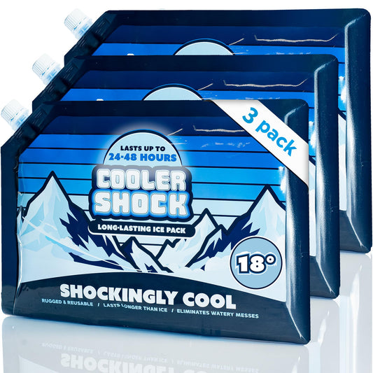 Cooler Shock Reusable Ice Packs for Cooler, 14"x10" - Long Lasting Cold Freezer Packs for Coolers and Lunch Boxes - Cooler Ice Packs for Camping Gear, Fishing, Road Trips, Beach Must Haves