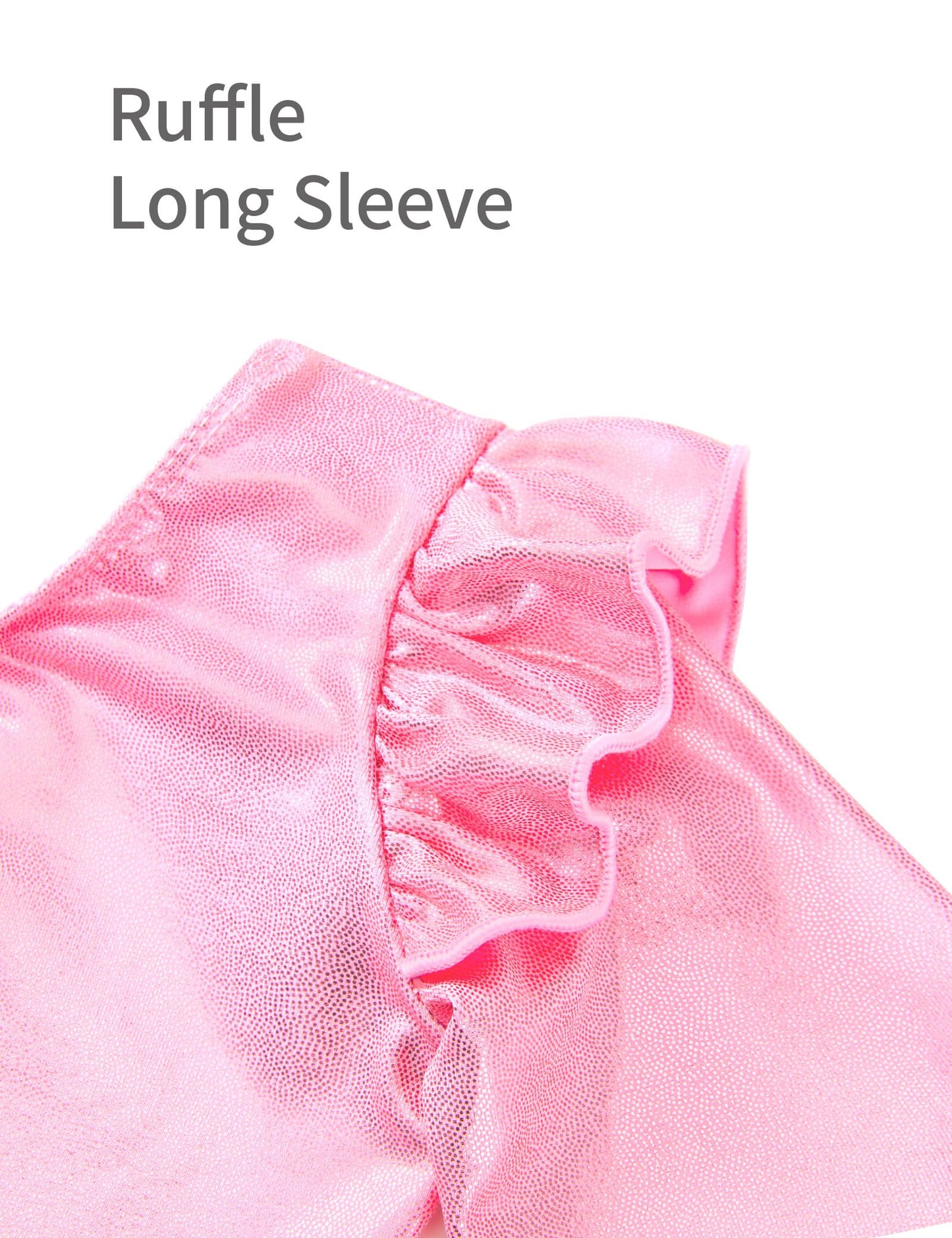 Tziharora Girls Leotards Size 3t 4t Shiny Pink Long Sleeve Gymnastics Bodysuits Sparkly Tumbling Ruffle Leos for Kids Class