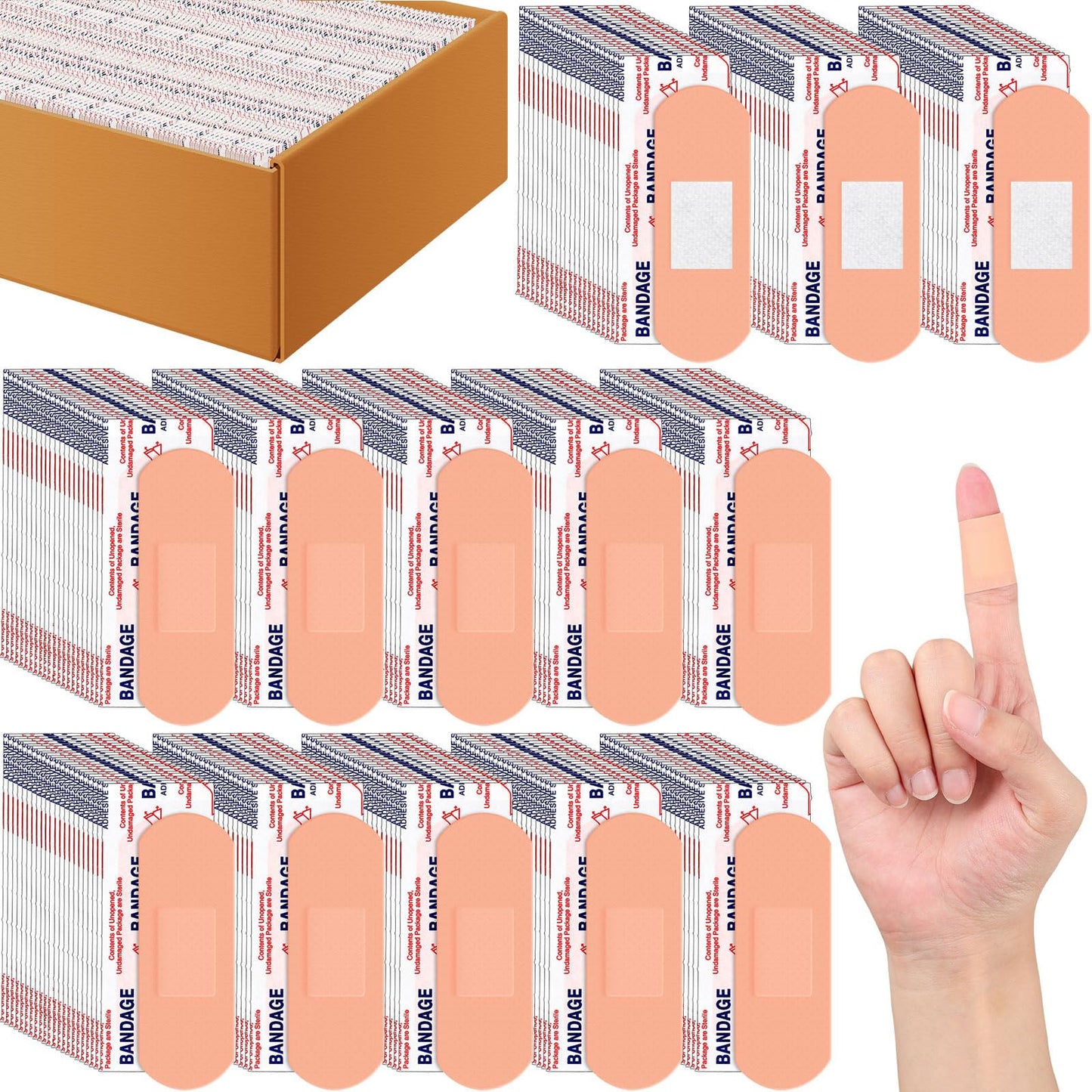 Timgle 500 Pcs 1" X 3"Adhesive Bandages Bulk Waterproof Adhesive Breathable Bandages for Sensitive Skin School Nurses Businesses Travel First Aid Kits Homeless Care Supplies Donations