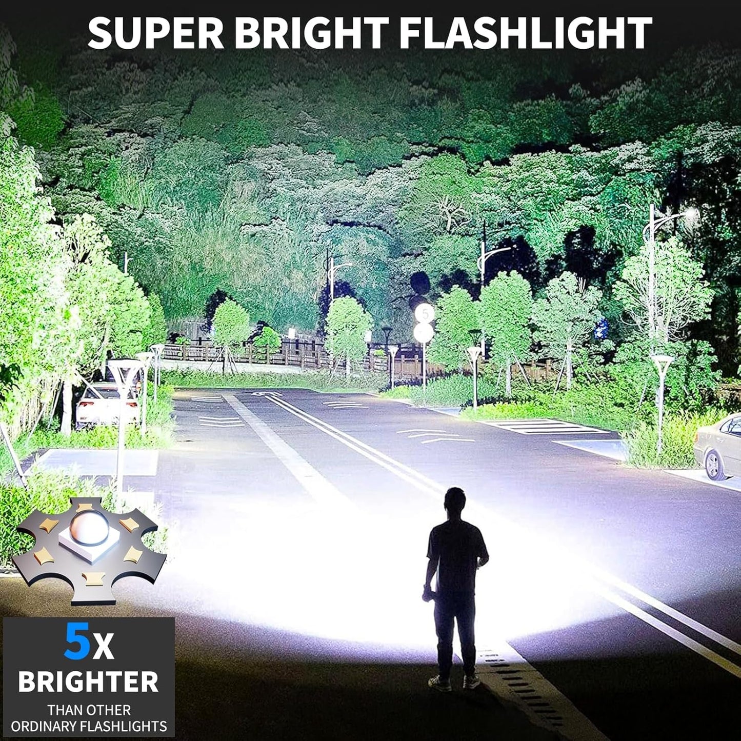 99,000 Lumen Rechargeable LED Flashlight - Super Bright, Waterproof, 7 Modes - 2 Pack for Camping & Home Use