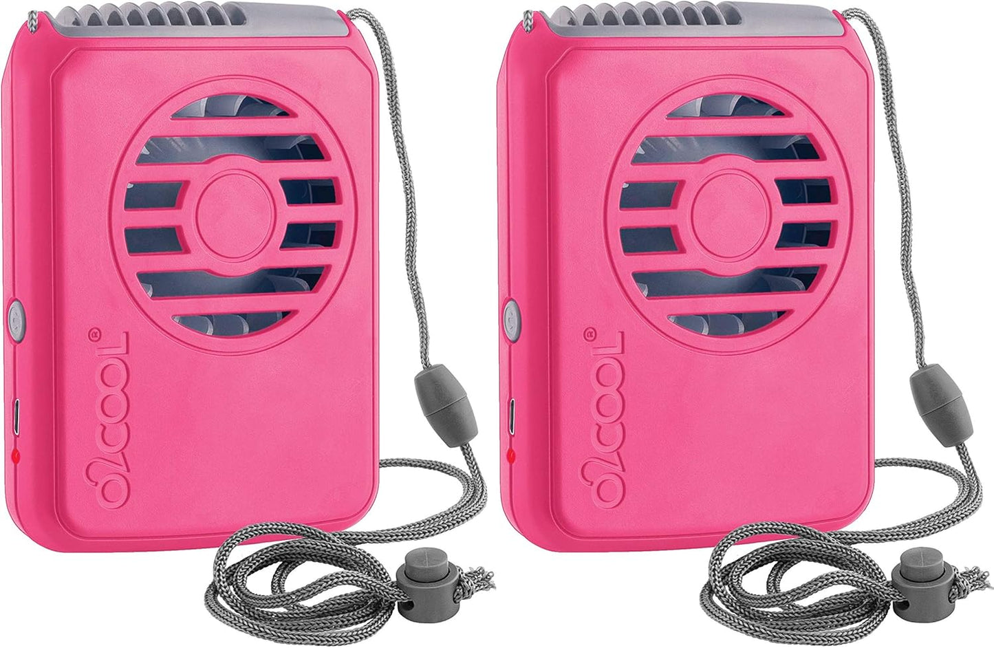 O2COOL Rechargeable Neck Cooling Fan - Portable & Lightweight | 2-Pack in Pink