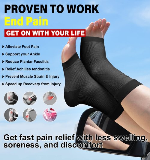 KEKING® Ankle Brace Compression Support Sleeve for Women & Men, Medical Ankle Compression Socks for Plantar Fasciitis, Foot & Ankle Swelling, Achilles Tendon Support, Arch Support, 1 Pair of Black 3XL
