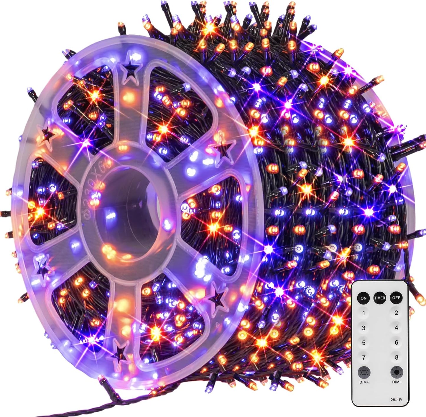 1000 LED Halloween String Lights 328FT - Waterproof Outdoor & Indoor Decor with Remote, 8 Modes - Purple & Orange for Parties & Yard