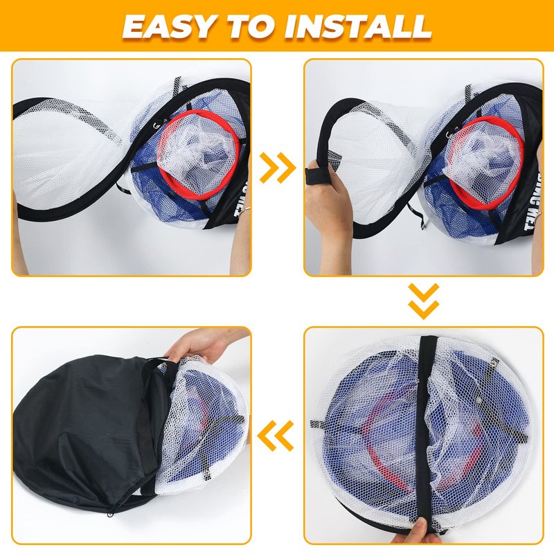 Pop Up Golf Chipping Net with Hitting Mat, Golf Target Chipping Net Collapsible 8 Practice Balls 4 Tees Rubber Tee Holder Fixed Tools for Indoor Outdoor Swing (Net+Mat)