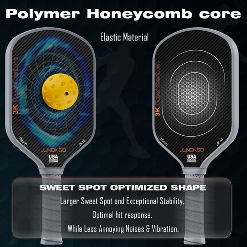 Professional Pickleball Paddles- T700 Carbon Fiber Pickle Racket- 3K Raw Carbon Frosted Surface for Enhanced Spin and Friction - USAPA Approved Offensive Long Paddle for Intermediate Advanced Players