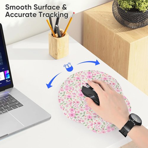 Icolor Ergonomic Mouse Pad - Memory Foam Wrist Support for Pain Relief | 10"x9" Non-Slip Rubber Base
