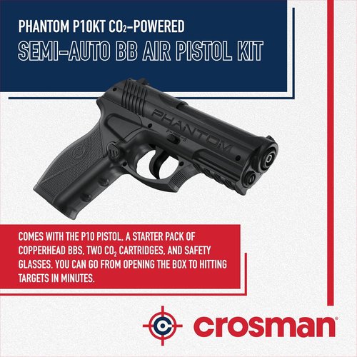 Crosman Phantom P10KT | CO2-Powered Semi-Automatic BB Air Pistol Kit - High Performance & Accuracy