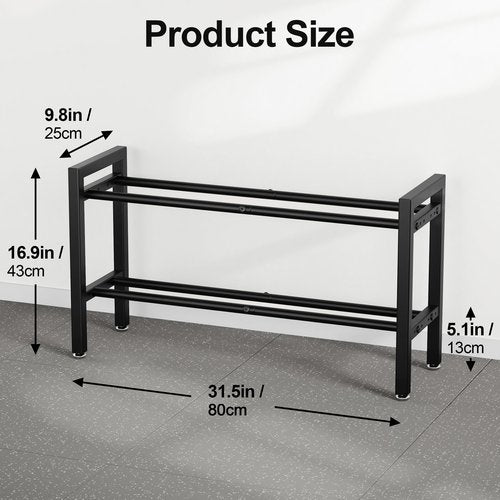 Dumbbell Rack 2-Tier 31 IN Length Adjustable Weight Rack For Home Gym Dumbbells Kettlebell (Rack Only)