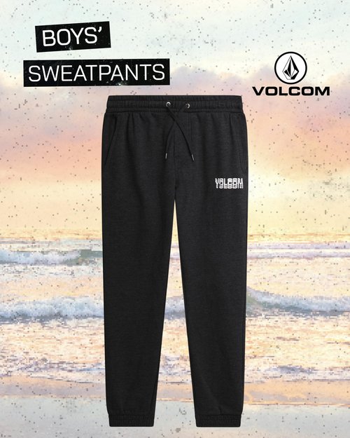 Volcom Boys Fleece Sweatpants - Ligthweight Athletic Boys Pants Relaxed Fit Youth Joggers with Pockets and Drawstring, Size 10-12, Charcoal Heather