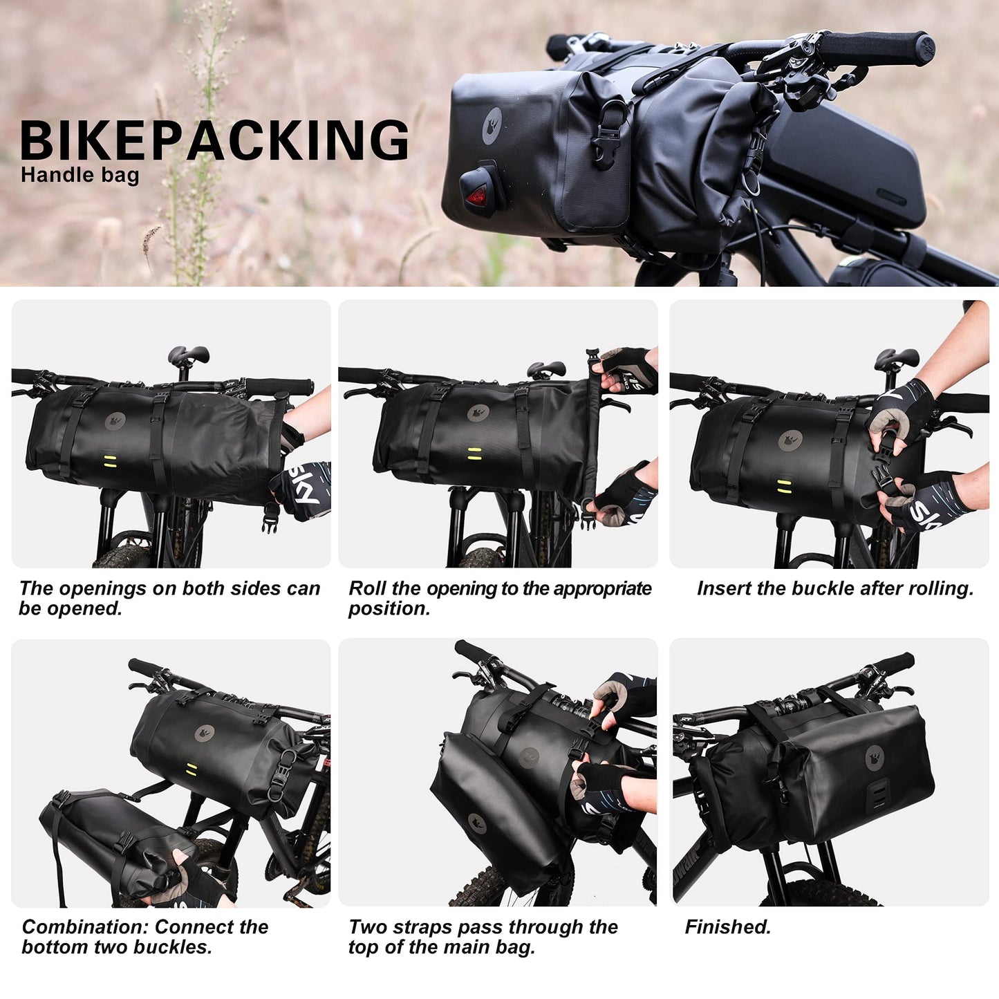 Rhinowalk 2PC Bike Handlebar Bag Set Waterproof Bicycle Front Tube Bag Large Capacity Storage Bag Shoulder Bag