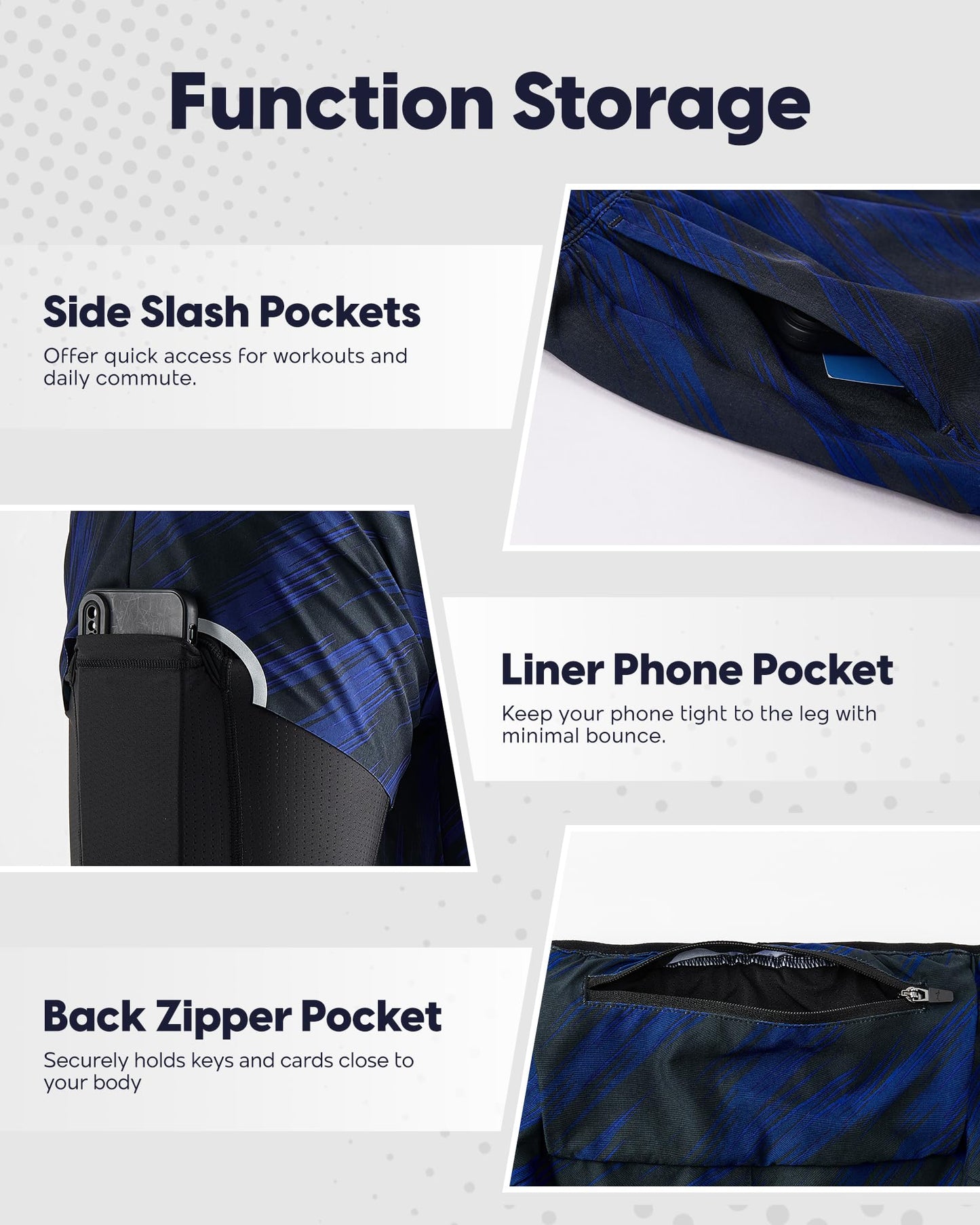 maamgic Men’s Running Shorts 7" 2 in 1 Compression Liner 4-Way Stretch Quick Dry Laser Perforated Gym Workout Athletic Shorts with Pockets Large Dark Blue