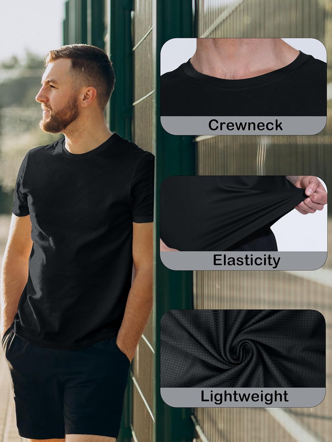 Skiennix Men's Moisture-Wicking Performance T-Shirts - 3 & 5 Pack Dry Fit Gym Tops