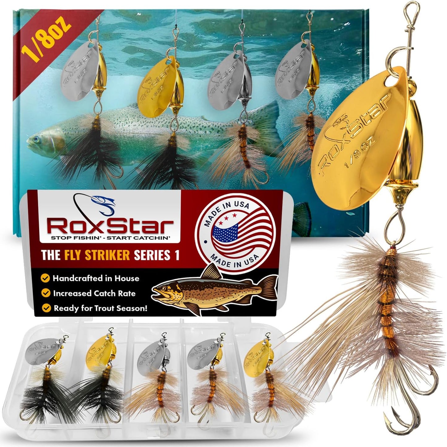 RoxStar Fly Strikers | Proven Fishing Spinner for Trout, Bass & Steelhead | Hand-Tied in the USA