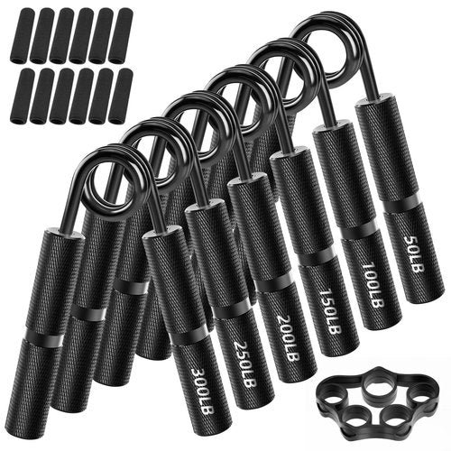 FAURIMMER Hand Grip Strengthener Set, 6-Pack 50LB to 300LB Hand Grips Finger Strengthener, Heavy-Duty Grip Strength Trainer with Protective Foam for Forearm Exercise, Hand Gripper, Hand Therapy, Ideal for Home Gym and Muscle Building