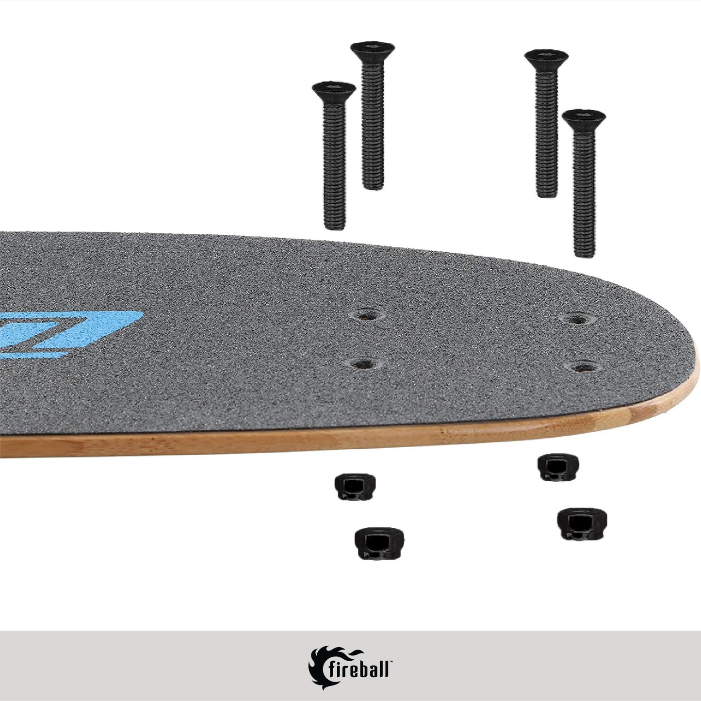 Fireball Dragon Black Stainless Steel Skateboard Hardware Set (Flat Allen, 1.0")